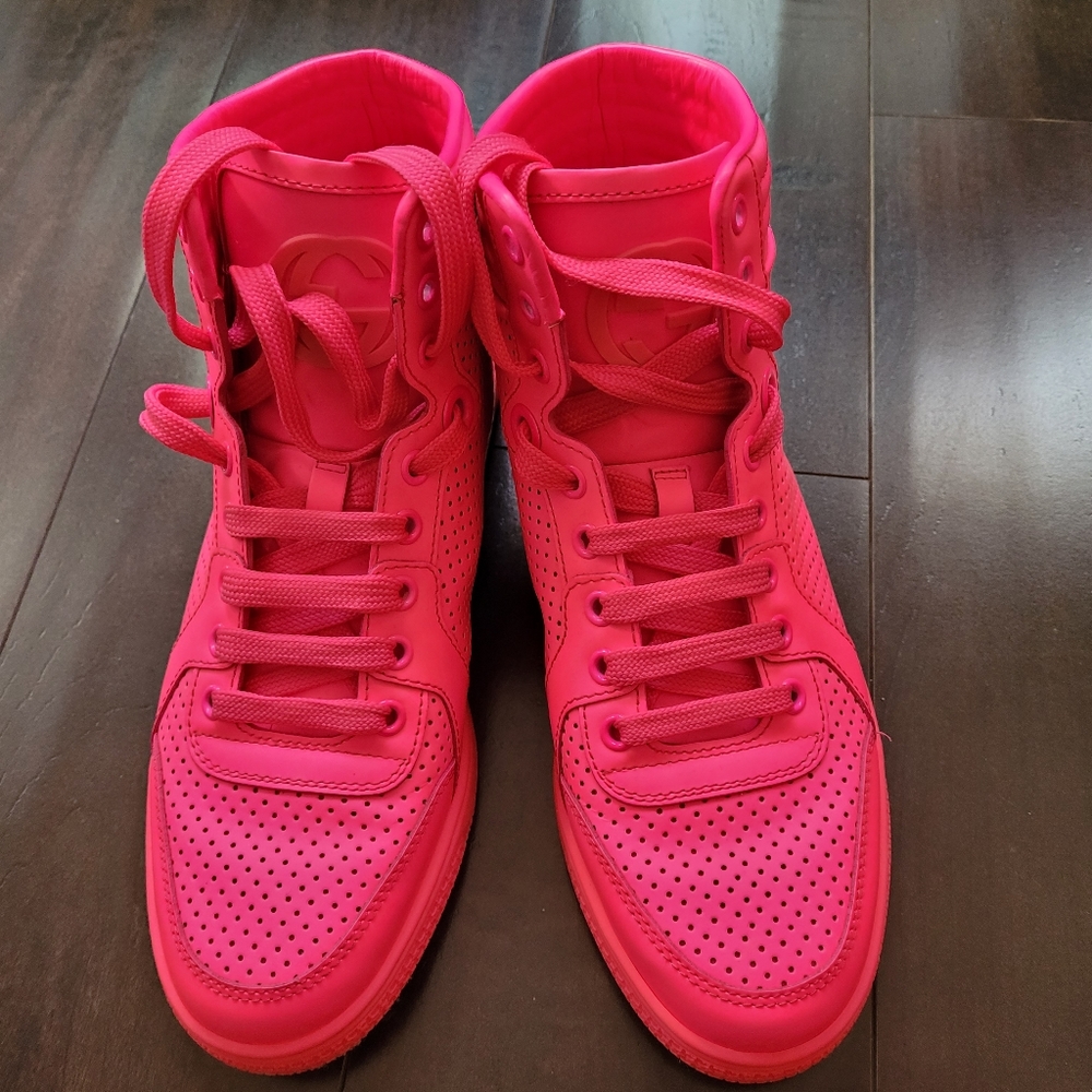 Neon Pink Coda Gucci Hi Top Sneakers READ DESCRIPTION
